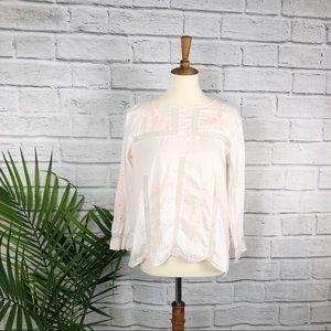 J.Crew Floral Embroidered Dusty Pink Top